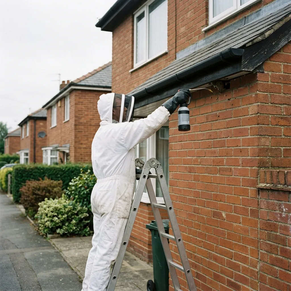 Stockport Wasp Removal technician removing a wasp nest